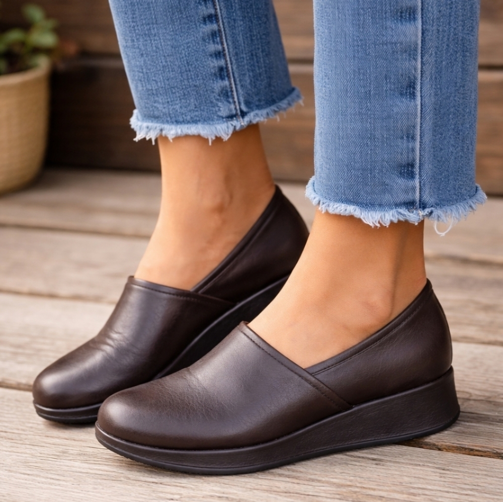 Clarks Y2K Minimalist Office Chic Leather Platform Wedge 7.5M